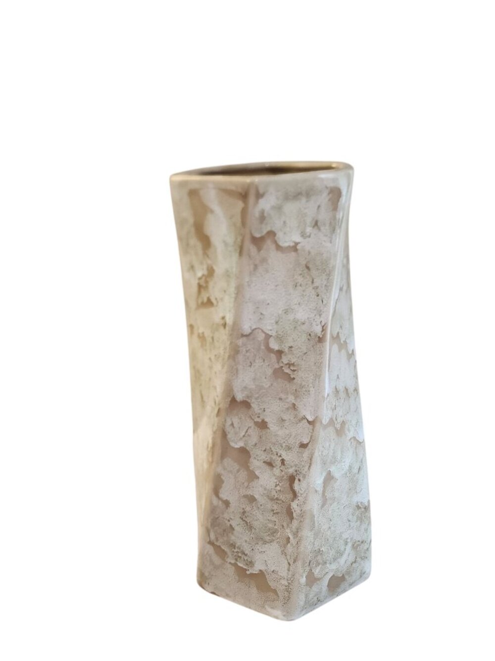 Ceramic Vase White Ivory  Beige Variegated Twist Design